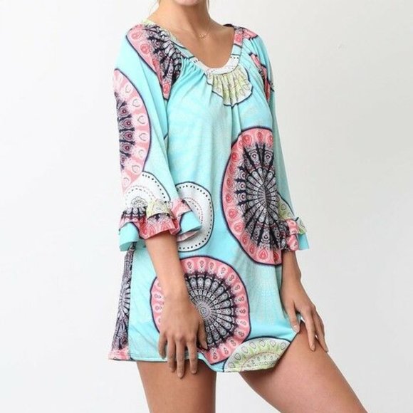 Cezanne Women's Mint Medallion Tunic Top- NWOT- 1X - Picture 1 of 4